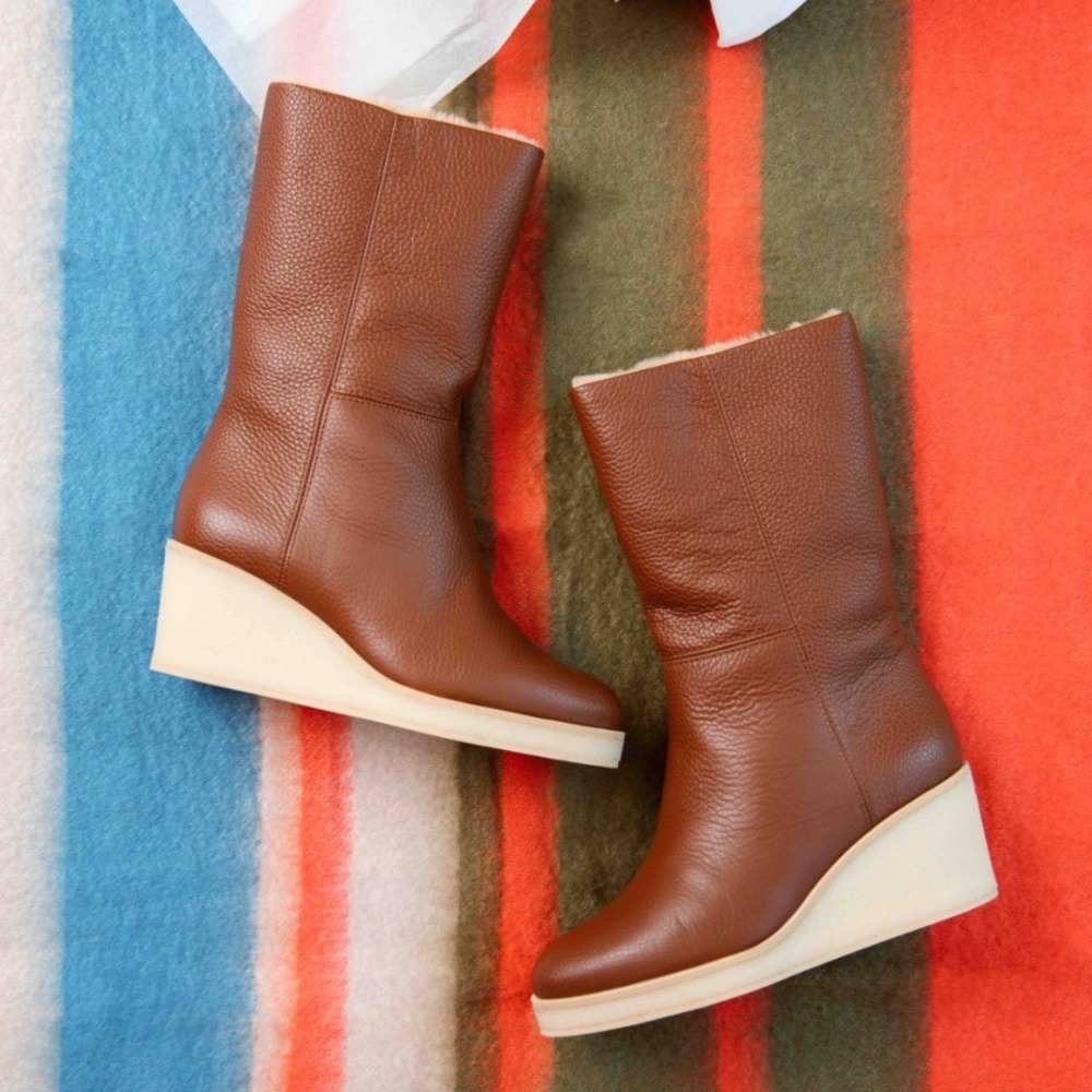 Marion Parke Tucker Leather Wedge Boots 6‎
